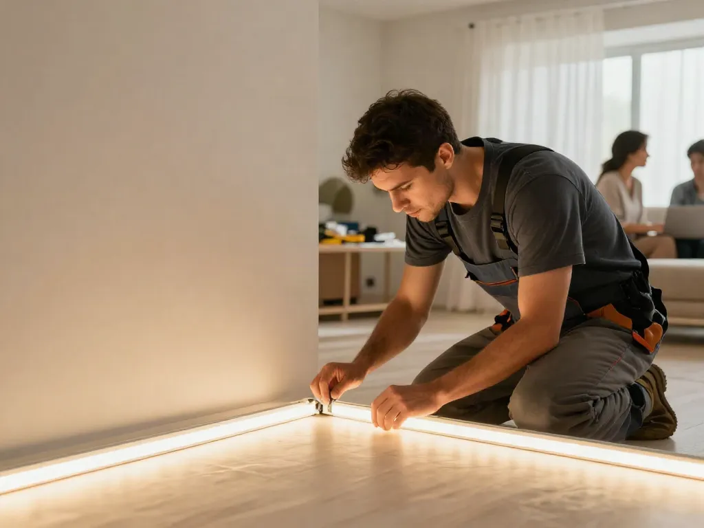 Banda LED instalată de profesioniști pentru un iluminat eficient și de calitate.